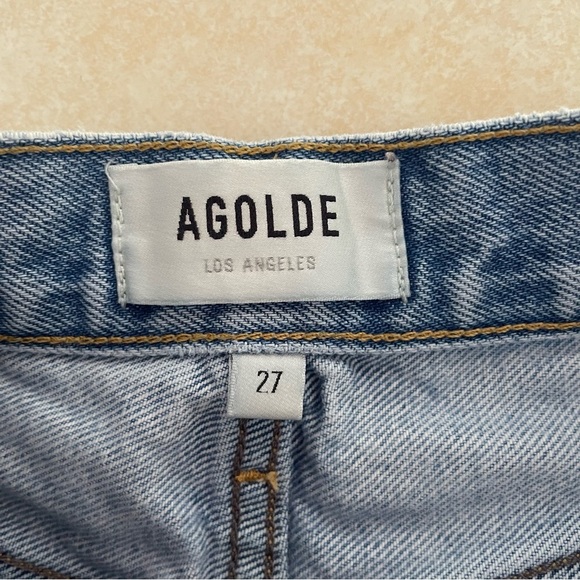 Agolde Parker Vintage Blue Denim Distressed Cut Off Shorts - 37760 - Picture 4 of 9